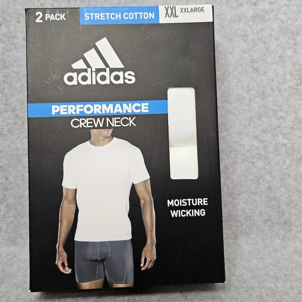 Adidas Men's Performance Moisture Wicking Crew Neck‎ White Tees Size XXL